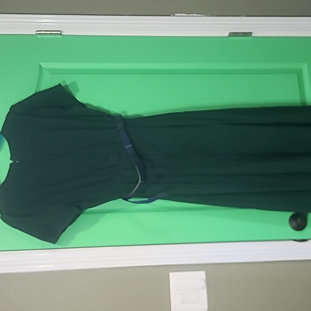 Bright and beautiful midi dress olive green matching buttons belt pleate. - Picture 5 of 5
